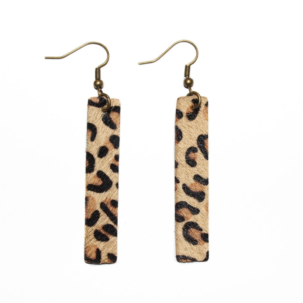 *2 for $15* Leopard Cow hide earrings